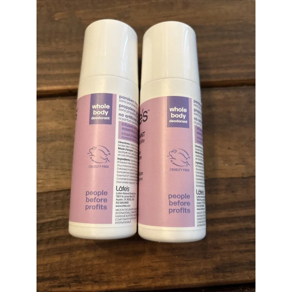 2X Lafe's Roll On Deodorant 24Hr Protection‎ Soothe Lavender & Aloe Scent 3 oz